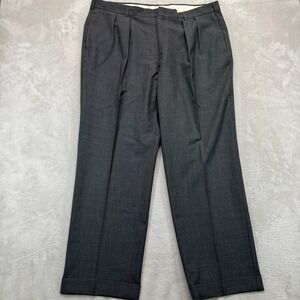 Vintage Brooks Brothers Pants Mens 42x28 Gray Dress Pant Pleated Cuffed Wool USA